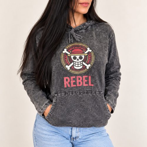 Grey REBEL kőmosott kapucnis felső - S - Nomad Sari