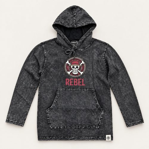 Grey REBEL kőmosott kapucnis felső - XL - Nomad Sari