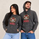 Grey REBEL kőmosott kapucnis felső - XL - Nomad Sari