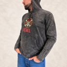Grey REBEL kőmosott kapucnis felső - XL - Nomad Sari
