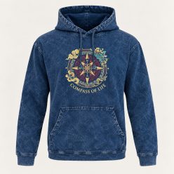   Blue Compass of Life kőmosott kapucnis felső - S - Nomad Sari