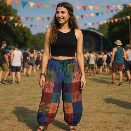 Nomad Sari pamut nadrág - lila tónusok - S-M méret