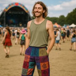 Nomad Sari pamut nadrág - lila tónusok - L-XL méret