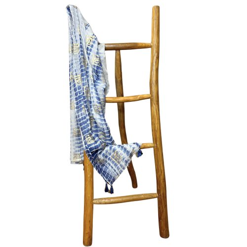 Indiai kézműves pamut pareó - kék festett blokknyomat - Nomad Sari