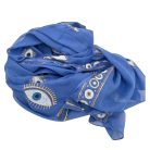 Indiai kézműves pamut pareó - kék-arany szemek - Nomad Sari