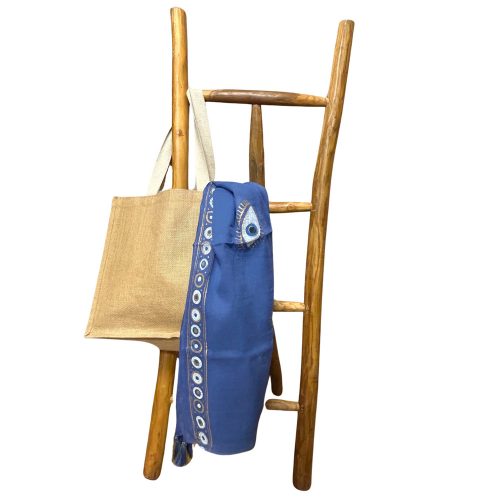 Indiai kézműves pamut pareó - kék-arany szemek - Nomad Sari