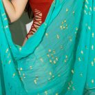 Indiai kézműves pamut pareó - türkiz aranyhalakkal - Nomad Sari