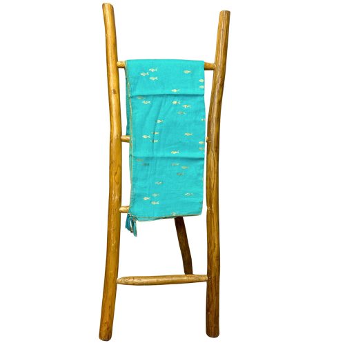 Indiai kézműves pamut pareó - türkiz aranyhalakkal - Nomad Sari