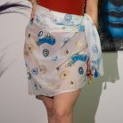 Indiai kézműves pamut pareó - fehér kék arany szemekkel - Nomad Sari