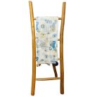 Indiai kézműves pamut pareó - fehér kék arany szemekkel - Nomad Sari