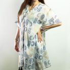 Indiai kézműves pamut kaftán - kézi festésű görög minták - Nomad Sari