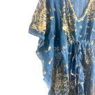 Indiai kézműves pamut kaftán - tengerkék és arany korál - Nomad Sari