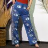 Indiai kézműves pamut nadrág - L-XL méret - kék arany szemekkel - Nomad Sari
