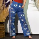 Indiai kézműves pamut nadrág - L-XL méret - kék arany szemekkel - Nomad Sari