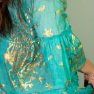Indiai kézműves pamut strandruha - L-XL méret - türkiz arany korál - Nomad Sari