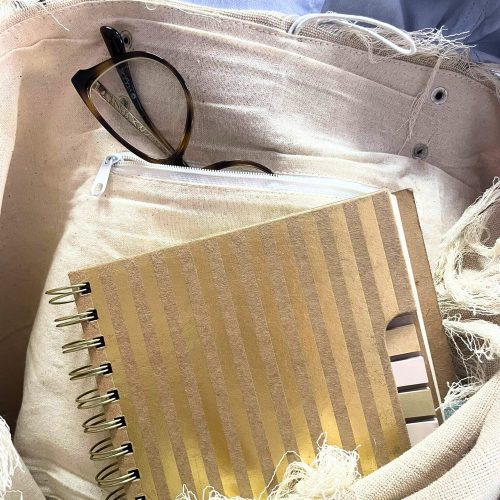 Indiai kézműves vászontáska bőr fülekkel - MANDALA - 54x34x24 cm