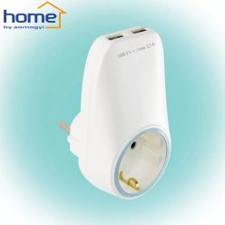 Fali földelt elosztó aljzat + 2x2.1A USB-A töltőaljzat - HOME