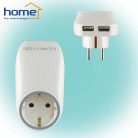 Fali földelt elosztó aljzat + 2x2.1A USB-A töltőaljzat - HOME