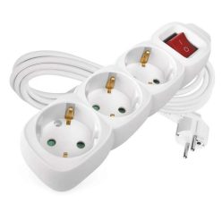   3-as elosztó kapcsolóval 250V 16A 1,5 m max. 3500W fehér - HOME