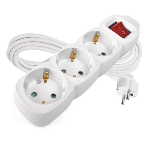 3-as elosztó kapcsolóval 250V 16A 1,5 m max. 3500W fehér - HOME