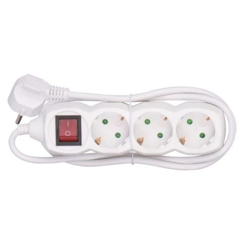 3-as elosztó kapcsolóval 250V 16A 1,5 m max. 3500W fehér - HOME