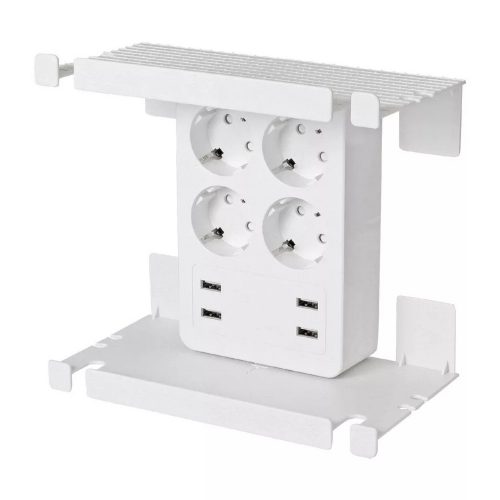 Fali elosztó tálcával - 4 földelt + 4 USB aljzat - 230V 16A 3680W -  HOME
