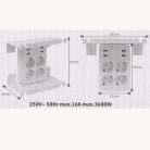 Fali elosztó tálcával - 4 földelt + 4 USB aljzat - 230V 16A 3680W -  HOME