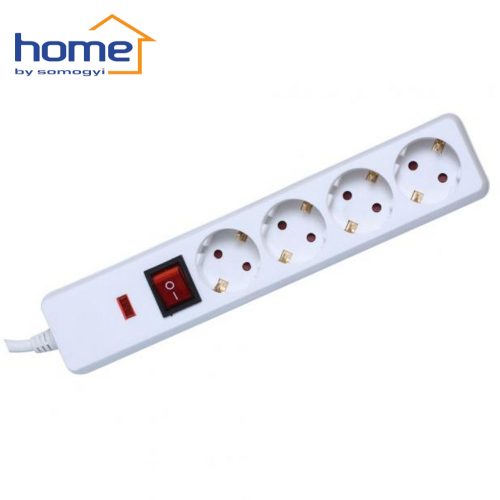 4-es túlfeszültségvédett elosztó főkapcsolóval 250V 16A 1,5 m max. 3500W fehér - HOME