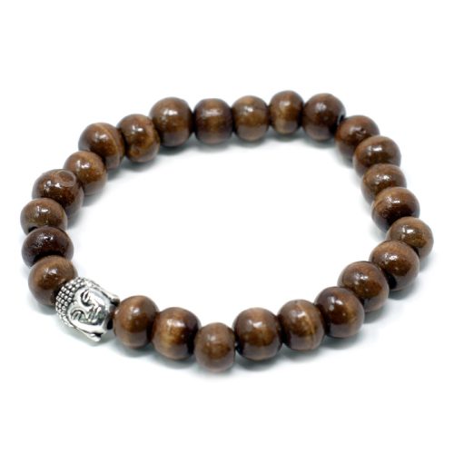 Fa gyöngy karkötő - Buddha - sötétbarna