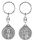 Kulcstartó - Szent Kristóf-Csodás Mária - kerek, ezüst-oxid - 8,5 cm
