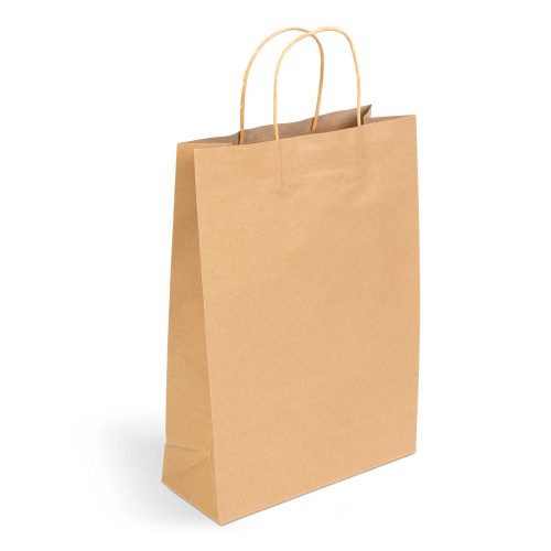 Papírtáska csavart fülekkel 25x35x10 cm 130 g - natúr - PR203
