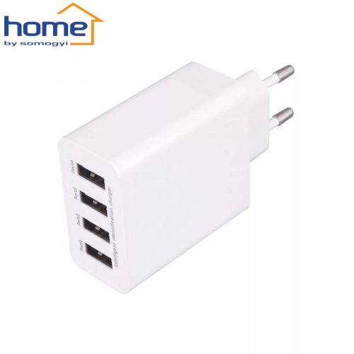 Hálózati USB gyorstöltő - 4 db 5V 3,1 A - HOME