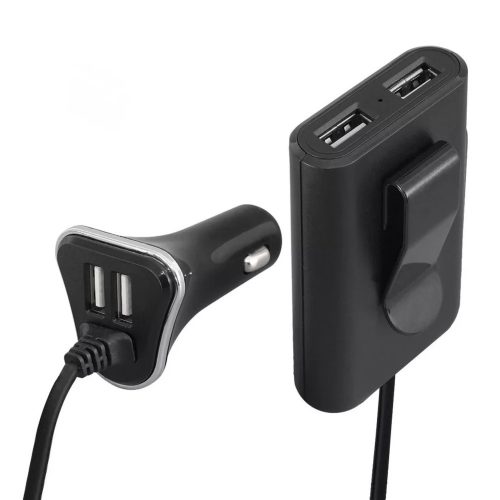 Autós szivargyújtós USB gyorstöltő 12-24V - 4xUSB aljzattal - 48W 2,4A - HOME