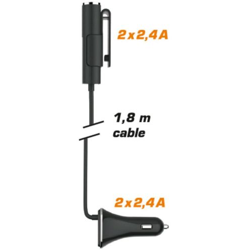 Autós szivargyújtós USB gyorstöltő 12-24V - 4xUSB aljzattal - 48W 2,4A - HOME