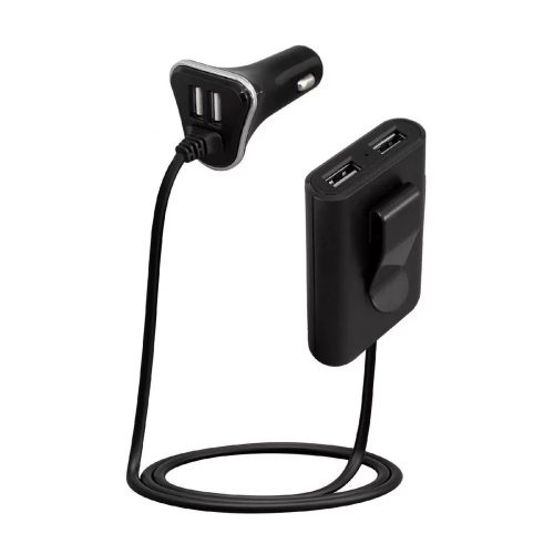 Autós szivargyújtós USB gyorstöltő 12-24V - 4xUSB aljzattal - 48W 2,4A - HOME