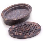 Szappankő szappantartó 11x8 cm - rácsos - ovális