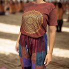 Kőmosott pamut póló - MANDALA - barna - S méret - NOMAD SARI