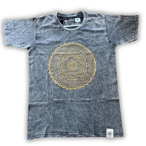 Kőmosott pamut póló - MANDALA - szürke - M méret - NOMAD SARI