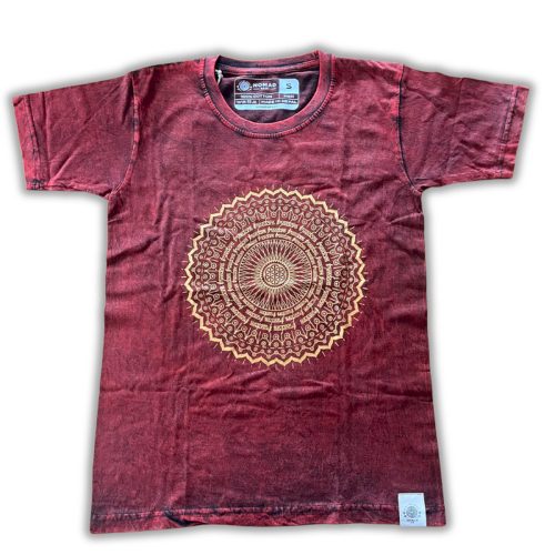 Kőmosott pamut póló - MANDALA - barna - L méret - NOMAD SARI