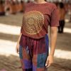 Kőmosott pamut póló - MANDALA - barna - XL méret - NOMAD SARI