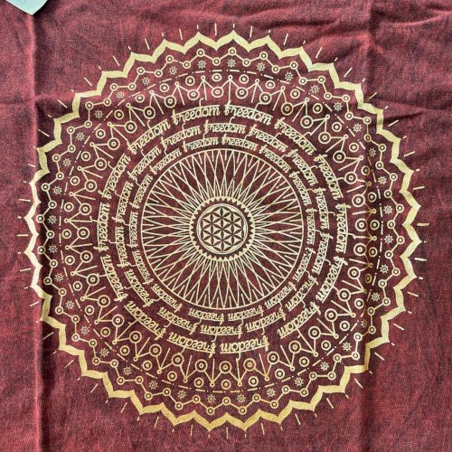 Kőmosott pamut póló - MANDALA - barna - XL méret - NOMAD SARI