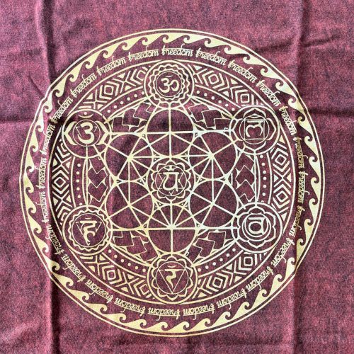 Kőmosott pamut póló - CSAKRA - barna - M méret - NOMAD SARI