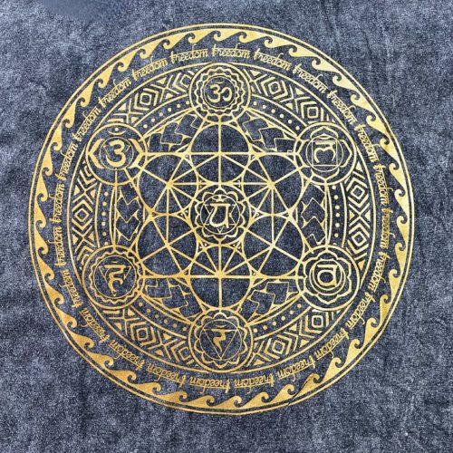 Kőmosott pamut póló - CSAKRA - szürke - L méret - NOMAD SARI