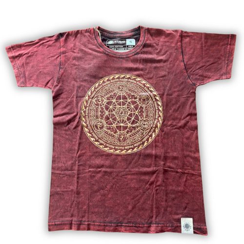 Kőmosott pamut póló - CSAKRA - barna - XL méret - NOMAD SARI