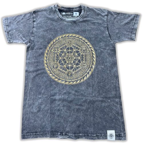 Kőmosott pamut póló - CSAKRA - szürke - XL méret - NOMAD SARI