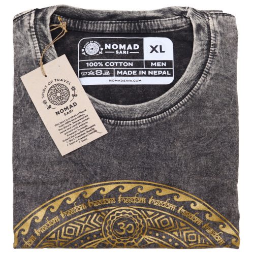 Kőmosott pamut póló - CSAKRA - szürke - XL méret - NOMAD SARI