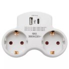 2+2 fali elosztó - 2.1A USB töltő 250V 16A 3680W -  HOME