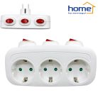 3-as fali elosztó kapcsolókkal 250V 16A 3680W - HOME