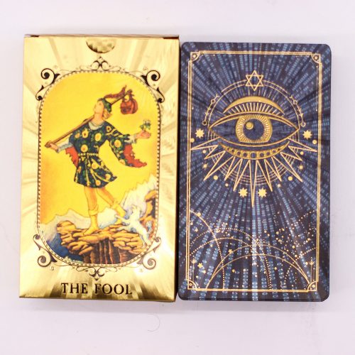 Kék és arany tarot kártya szett - Szem - könyvvel - 78 lapos - Ancient Wisdom