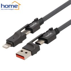   USB4x töltőkábel USB C-C + A-C + C-LIGHTNING + A-LIGTNING 1,1 m - HOME